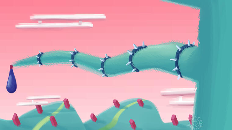A big, wiggly tree I designed for INSOMNIUM's original pitch idea, about a person climbing a strange, tall tree.